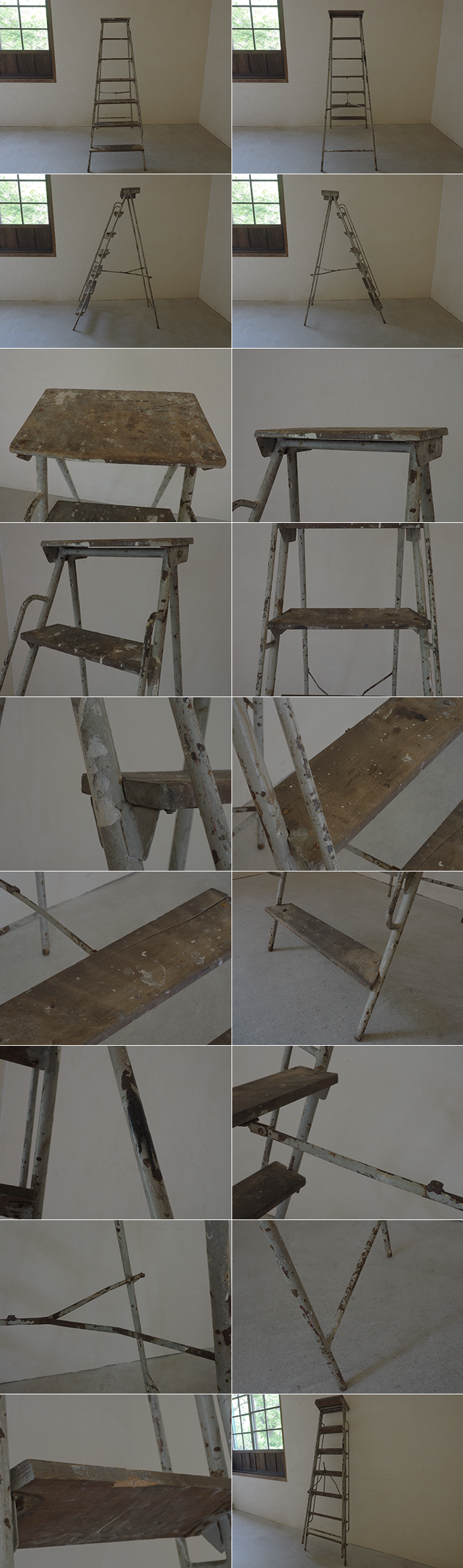 フランス ヴィンテージ 木と鉄の古いラダー 脚立 | MANSIKKA antiques