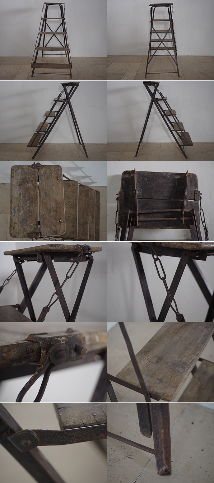 フランス アンティーク 木と鉄のラダー 脚立 | MANSIKKA antiques