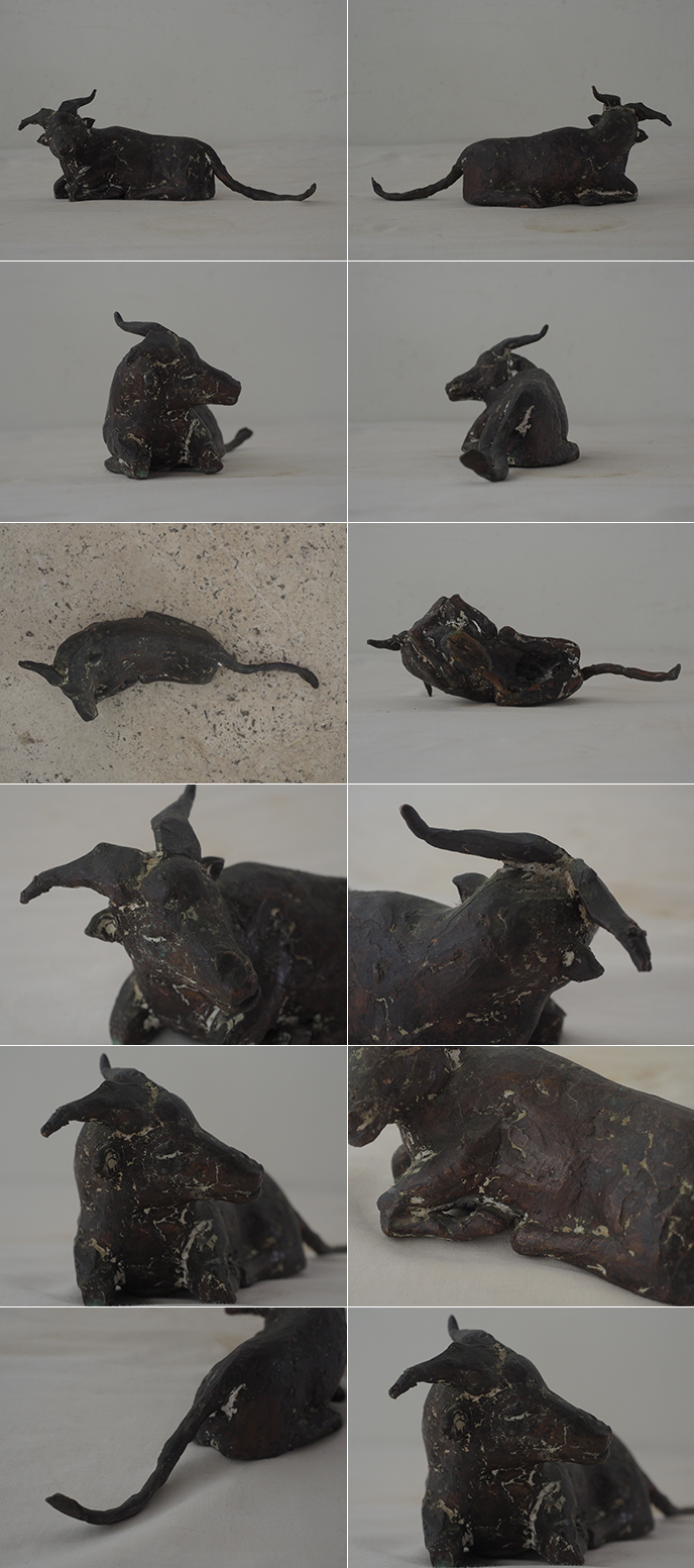 E10295. 古道具 ブロンズ 山羊の置物 / 時代 美術品 銅製 彫像 動物 