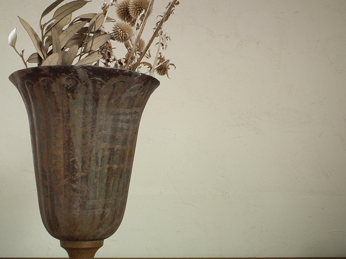 Z00047 アンティーク 古い金属製フラワーベース 花器 | MANSIKKA antiques
