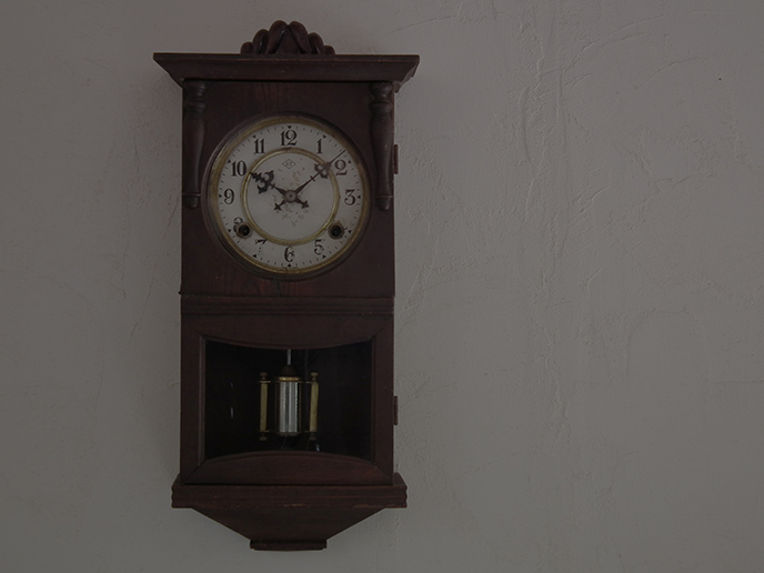B アンティーク 明治期 S Tマーク ネジ巻き式の木製振り子時計 Mansikka Antiques